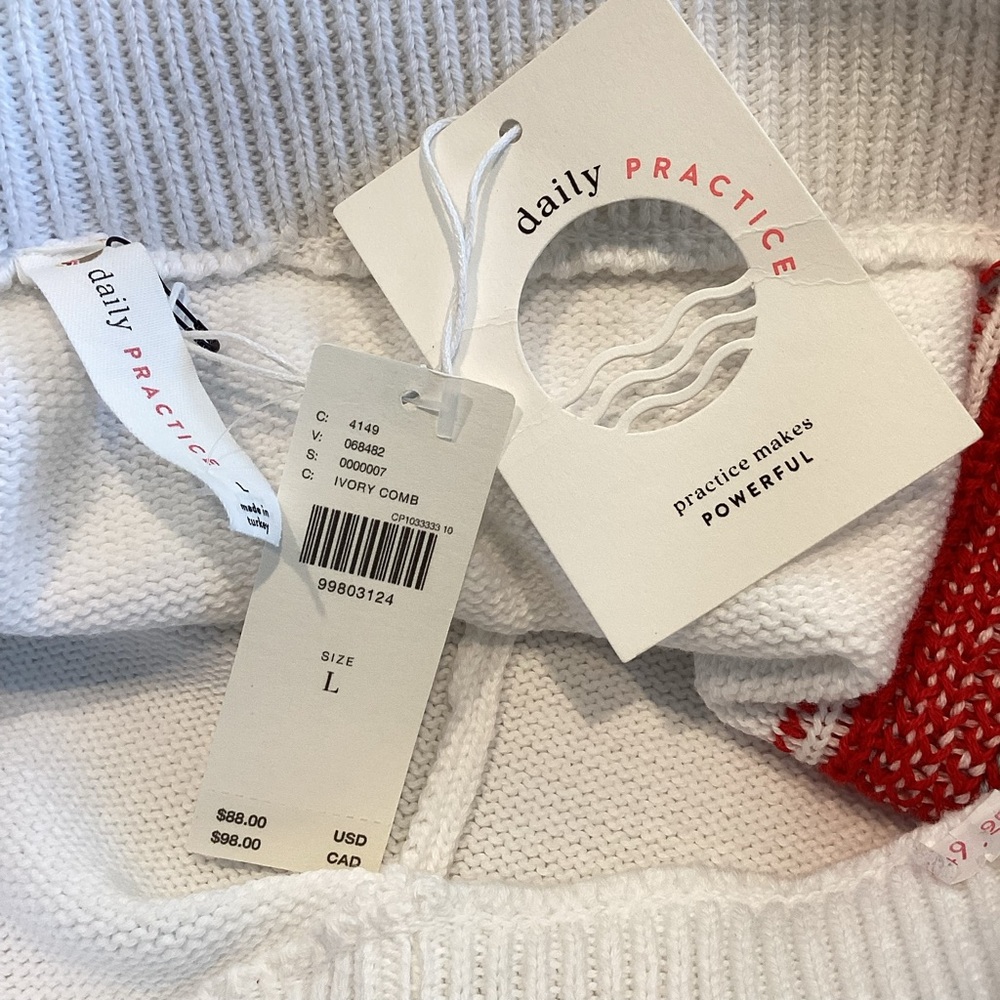 Anthropologie Daily Practice Sports Club Sweater Shorts Large White Stripe NWT - Picture 11 of 13